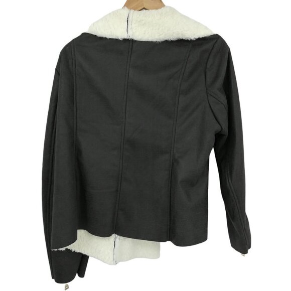 Soft Surroundings Open Front Faux Fur Lining Jacket Coat Size XL Exposed Zippers - Picture 3 of 9